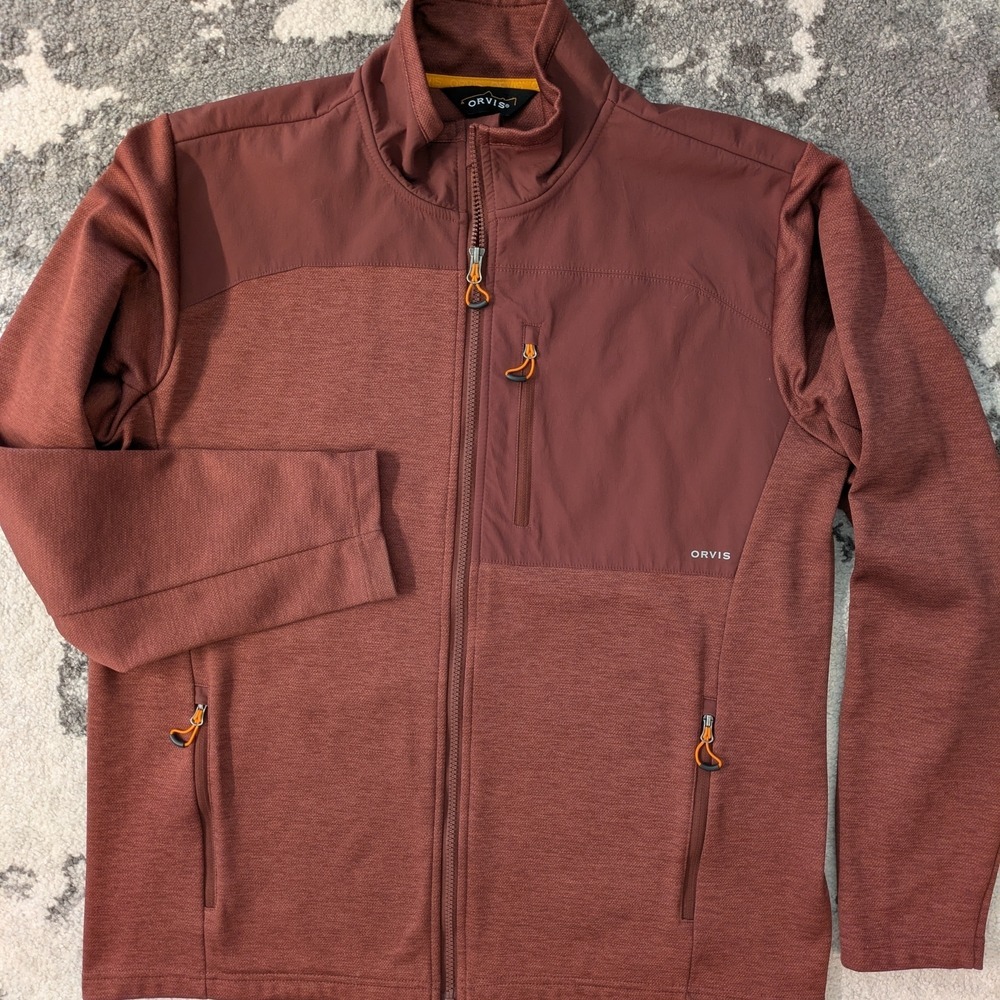 ORVIS Brown Red Johnson Fork Fleece Jacket Full Zip Men's Size‎ Large - Picture 2 of 6